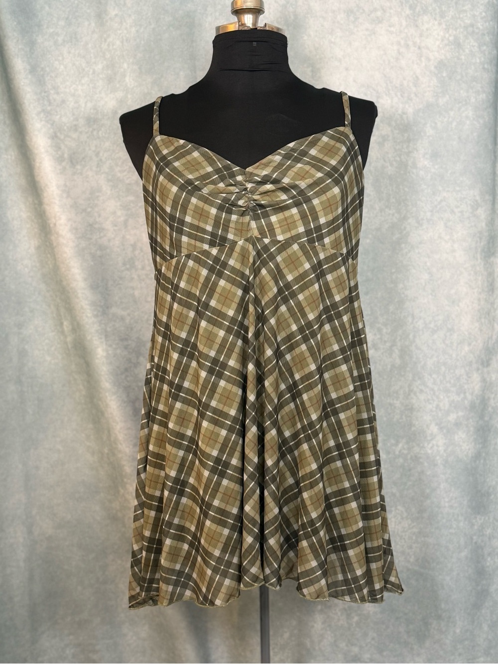 Social Collision Olive Plaid Dress Juniors XL
